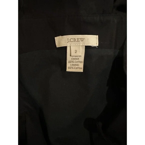 J.CREW Women’s 2 Black Ruffle Criss Cross Front Cotton Dress Black Classic Zip - Picture 6 of 7
